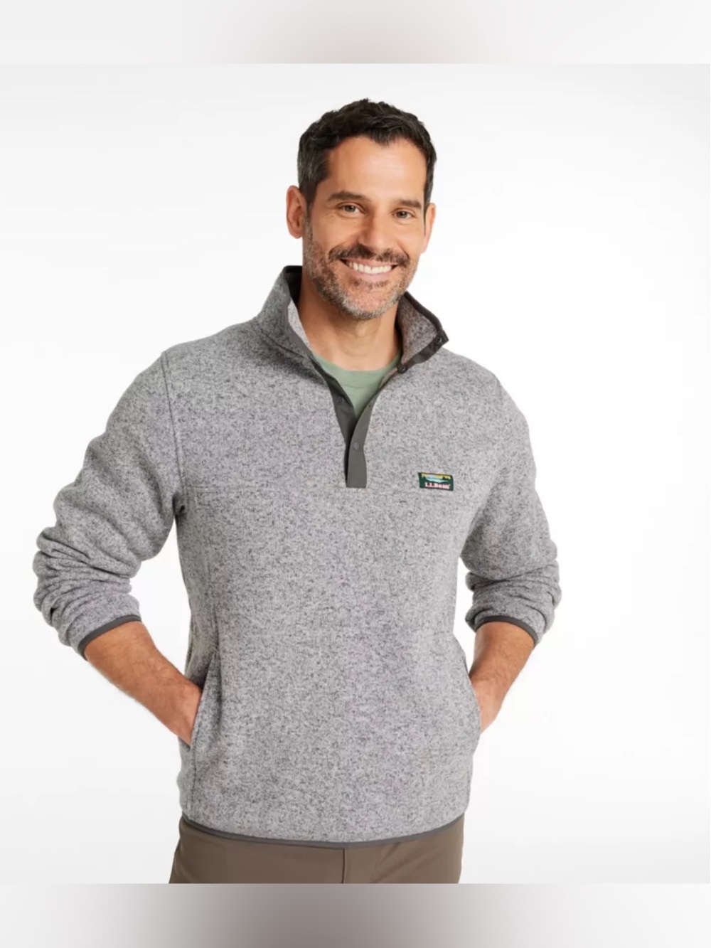 Men's L.L.Bean Sweater Fleece Pullover Grey Heather